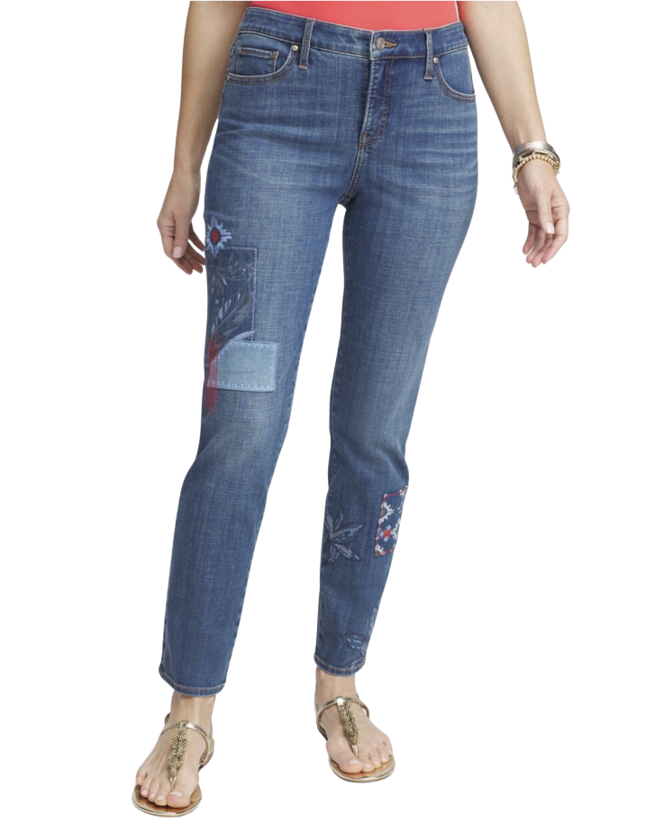 Girlfriend Patchwork Ankle Jeans